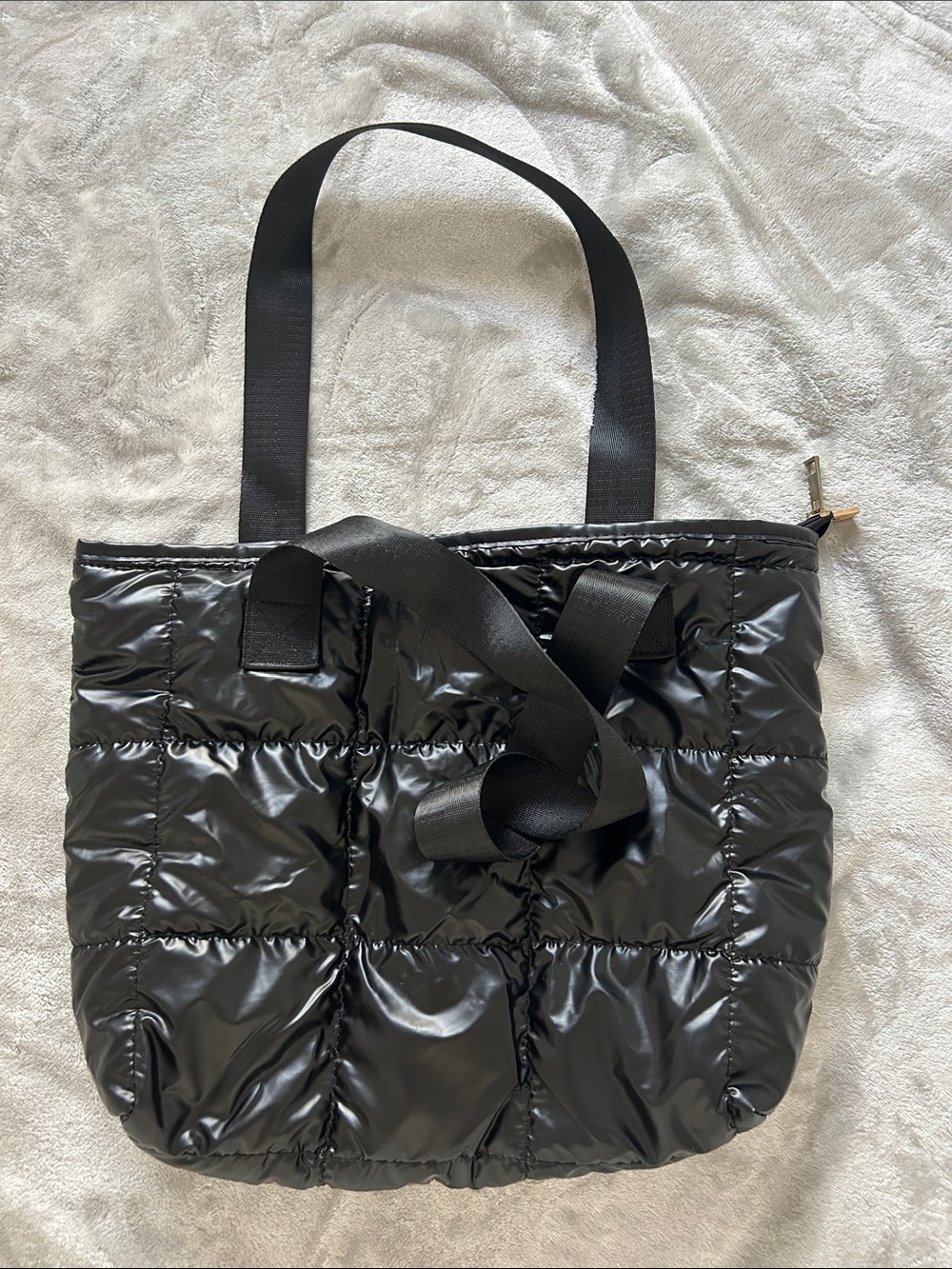 SHEIN Black Quilted Puffer Tote Bag